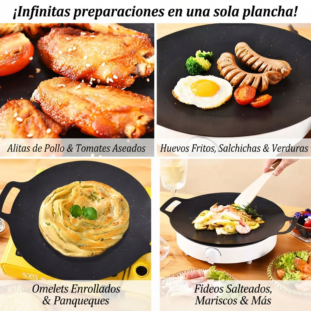 Plancha Disco Antiadherente 🥘 El sabor de una buena parrillada, ahora en tu propia cocina 🥘