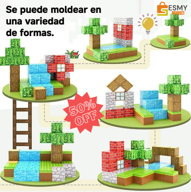 🌟 Set de Cubos Magnéticos Inspirados en Minecraft