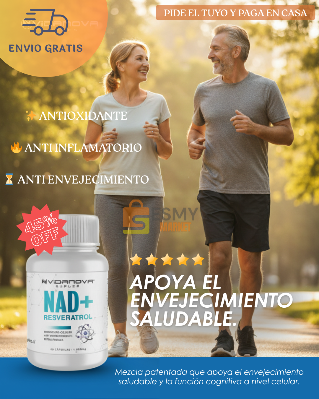 NAD+ RESVERATROL 1000MG 60 CAPS