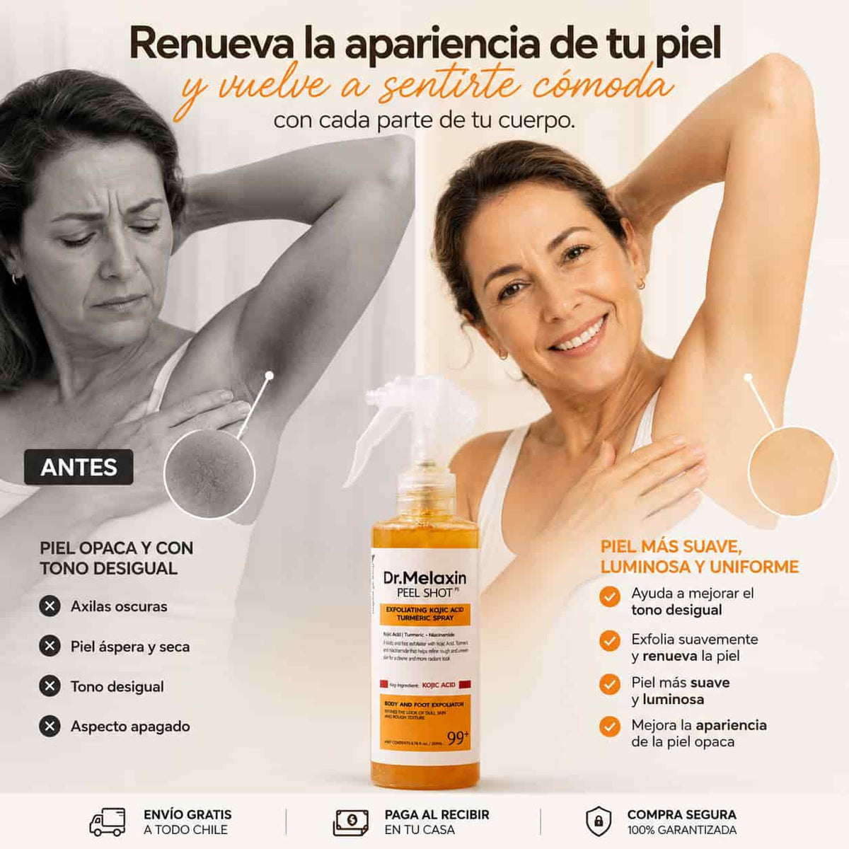 🧴Dr. Melaxin Peel Shot🧴 - Renueva la apariencia de tu piel opaca, áspera y con tono desigual 🖐️🦵