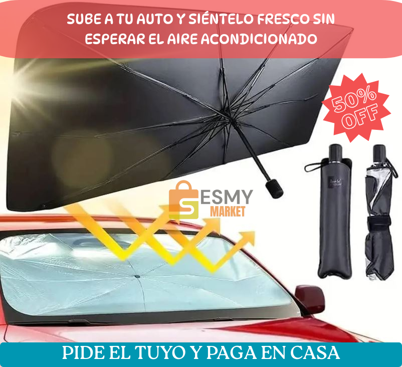 PARASOL PREMIUM PARA AUTO 🌂 Tecnología térmica reflectante que reduce significativamente la temperatura interior