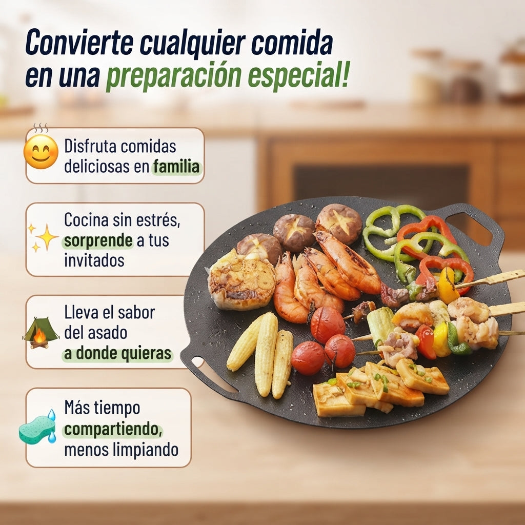 Plancha Disco Antiadherente 🥘 El sabor de una buena parrillada, ahora en tu propia cocina 🥘