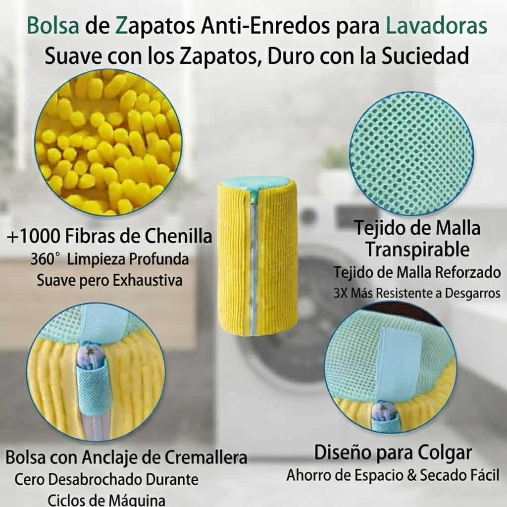 🧼 ZAPCLEAN™ Lava tus zapatillas en la lavadora… ¡sin golpes, sin complicaciones y sin lavarlas a mano!