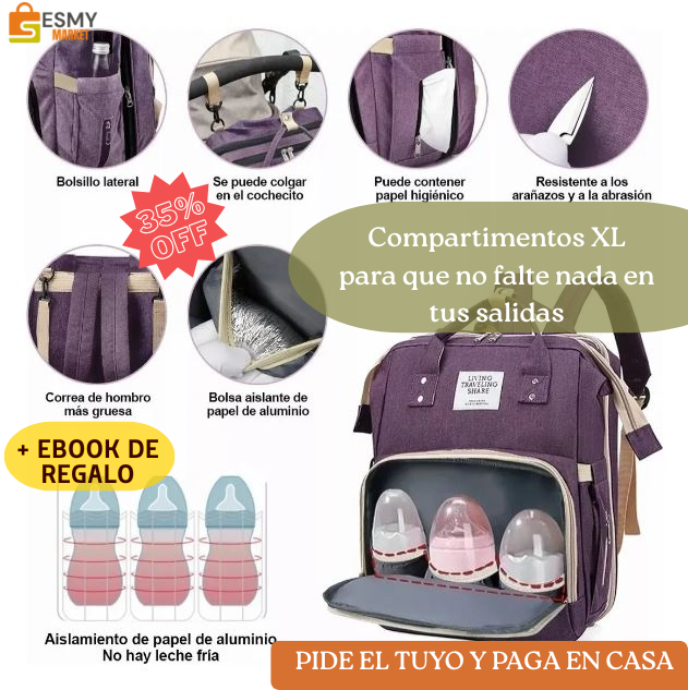 MOCHILA- MUDADOR- CUNA 🧡 La tranquilidad que tu bebé merece… y la libertad que tú necesitas✨🍼 ➕ EBOOK DE REGALO