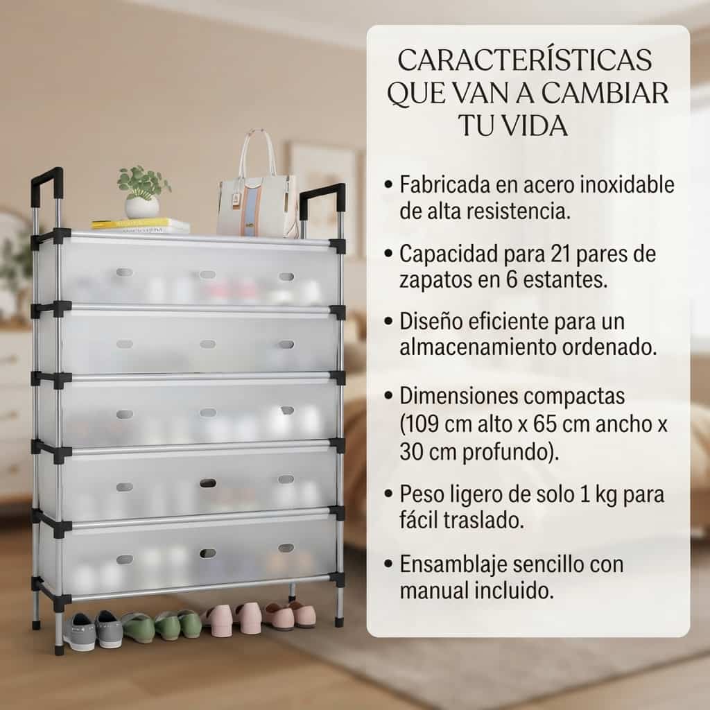 👟Zapatera Moderna 6Niveles👟 - Recupera el orden de tu hogar sin ocupar más espacio 🏠