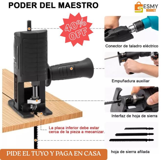 CONVERTIDOR DE TALADRO A SIERRA 🛠️ - Corta madera, PVC o metal sin gastar de más ⚙️