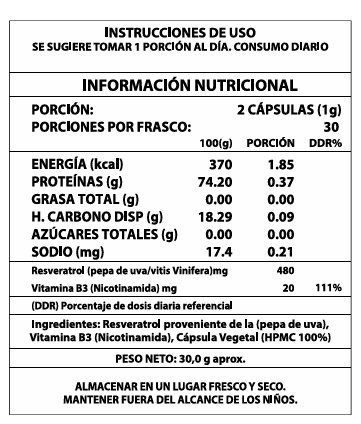 NAD+ RESVERATROL 1000MG 60 CAPS