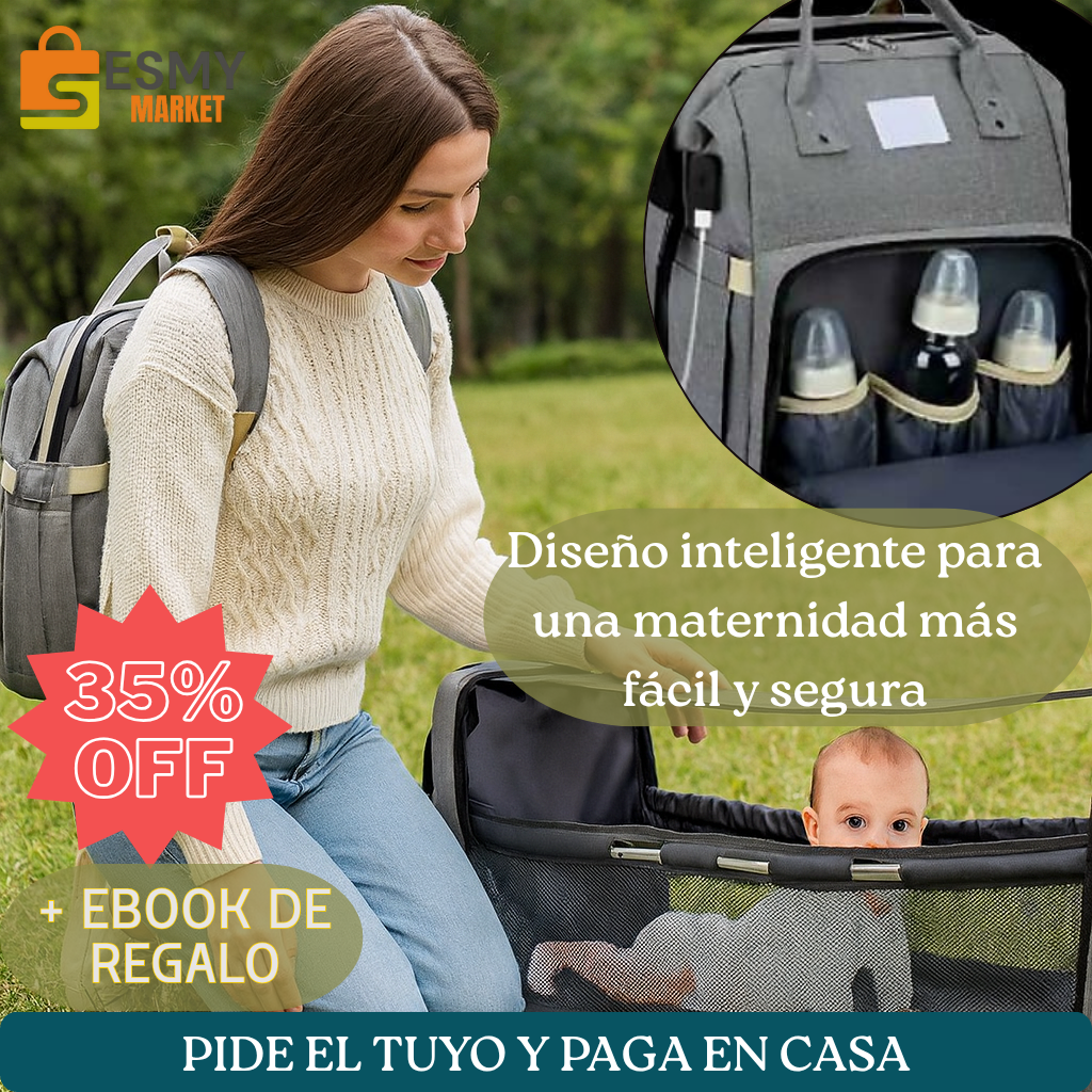 MOCHILA- MUDADOR- CUNA 💛 La tranquilidad que tu bebé merece… y la libertad que tú necesitas✨🍼 ➕ EBOOK DE REGALO