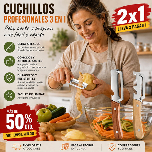 CUCHILLO PROFESIONAL 2X1 🥕 MULTIFUNCIONAL 3 EN 1